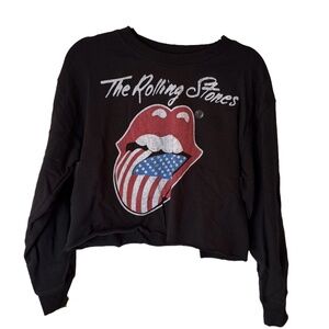 Cropped Charcoal Rolling Stones Sweatshirt Size Medium NWT